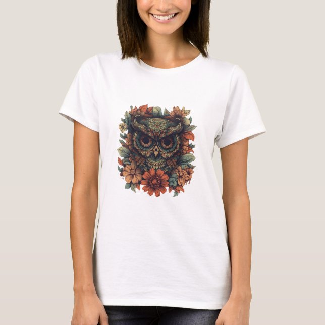 Floral Wisdom Owl T-Shirt (Front)