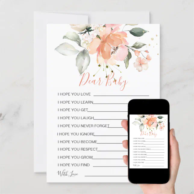 Floral Wishes for Baby Shower Game Invitation | Zazzle