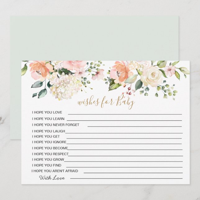 Floral Wishes for Baby Shower Game Invitation (Front/Back)