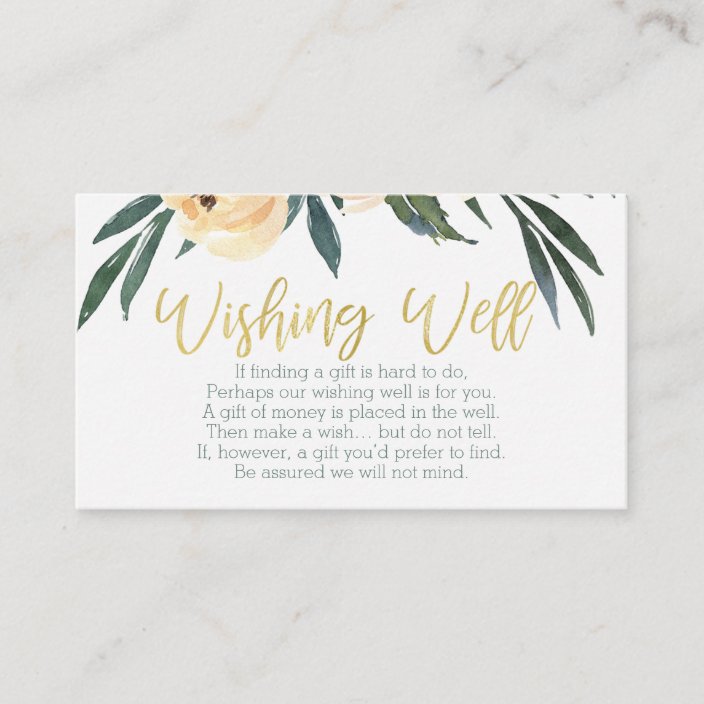 Floral wishing well bridal shower insert card Zazzle