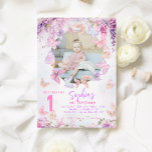 Floral Wisteria Butterfly Kids Photo Birthday Invitation<br><div class="desc">Design features pastel colors like lavender, mint, and baby pink, adorned with gentle wisteria flowers and playful butterflies. These elements create a soft, magical feel. The invitation features the words "Flutter on over" in shiny gold glitter script, adding a touch of sparkle and fun. This simple yet enchanting design is...</div>