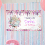 Floral Wisteria Gold Butterfly Kids Birthday Photo Banner<br><div class="desc">Design features pastel colors like lavender,  mint,  and baby pink,  adorned with gentle wisteria flowers and playful butterflies. Design also feature a round phot which can be customized surrounded by butterflies. This simple yet enchanting design is perfect for a joyful birthday celebration like 1st birthday,  7th birthday and more.</div>