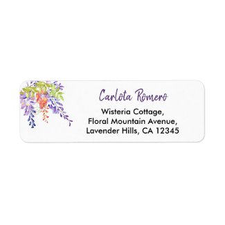 Floral Wisteria Purple Lavender Return Address Label