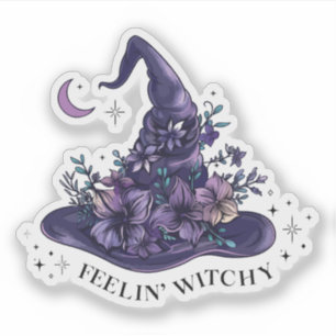 Floral witch hat feeling witchy sticker