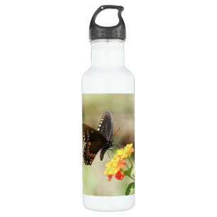 Floral with butterfly, personalized stainless steel water bottle