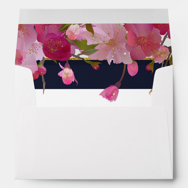 Floral with Faux Gold Glitter Modern Bridal Shower Envelope (Back (Bottom))