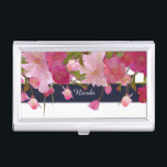 Floral with Faux Gold Glitter Modern Chic Glam Business Card Holder<br><div class="desc">Floral with Faux Gold Glitter Modern Chic Glam Card Holder. Customize with any text or leave it blank.</div>
