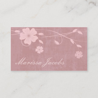 Floral with Grunge Background Peach Business Card