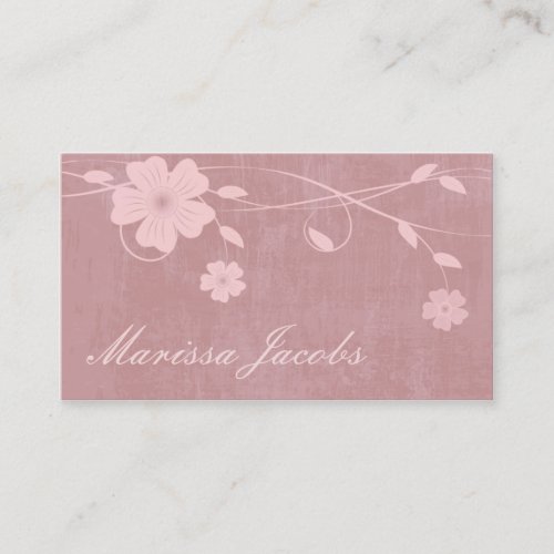 Floral with Grunge Background Peach Business Card
