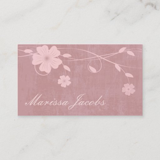 Customizable Floral with Grunge Background Peach Business Card