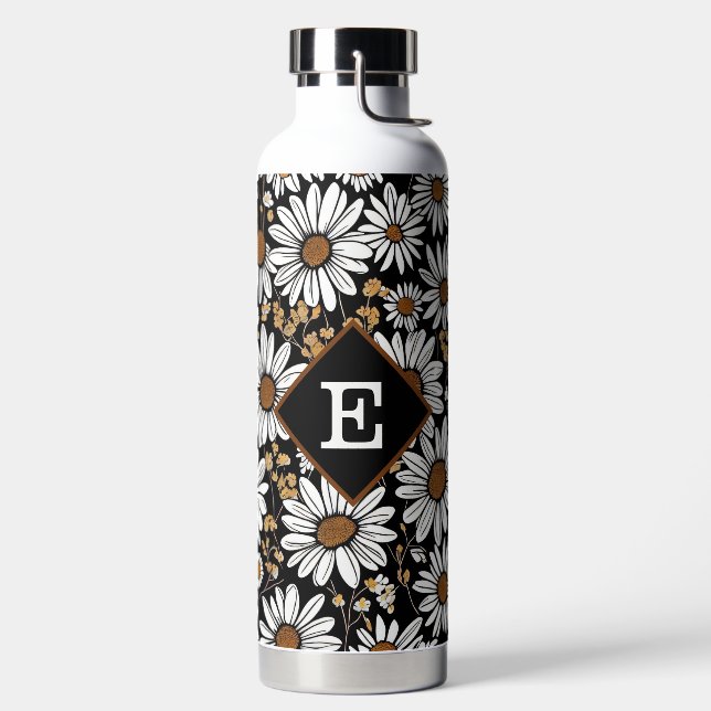 Floral with Monogram Water Bottle (Left)