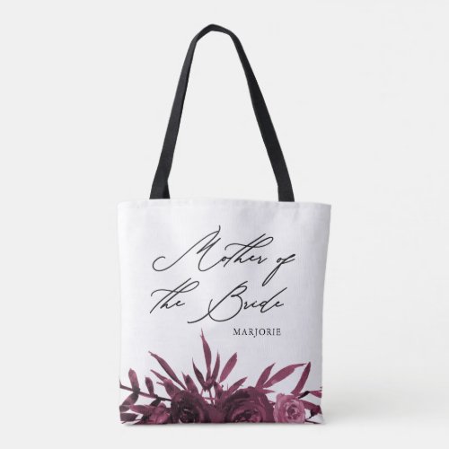 Floral with Mother of the Bride Script Tote Bag