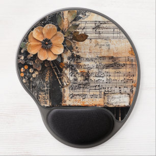 Floral with Rustic Piano Keys & Aged Music Sheet 2 Gel Mouse Pad
