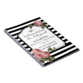 Floral With Stripes Girly Bridal Shower Guestbook Notebook (Right Side)