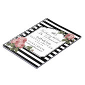 Floral With Stripes Girly Bridal Shower Guestbook Notebook (Left Side)