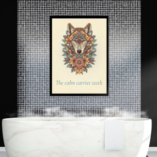 Floral Wolf Boho Quote Wall Art Canvas Print