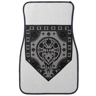 Floral Wolf Crest Car Floor Mat