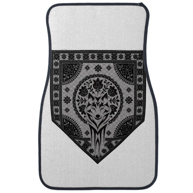 Floral Wolf Crest Car Floor Mat (Front)