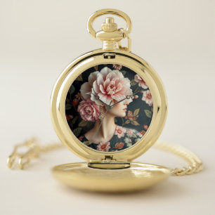 Floral Woman Art - Live life in full bloom Pocket Watch