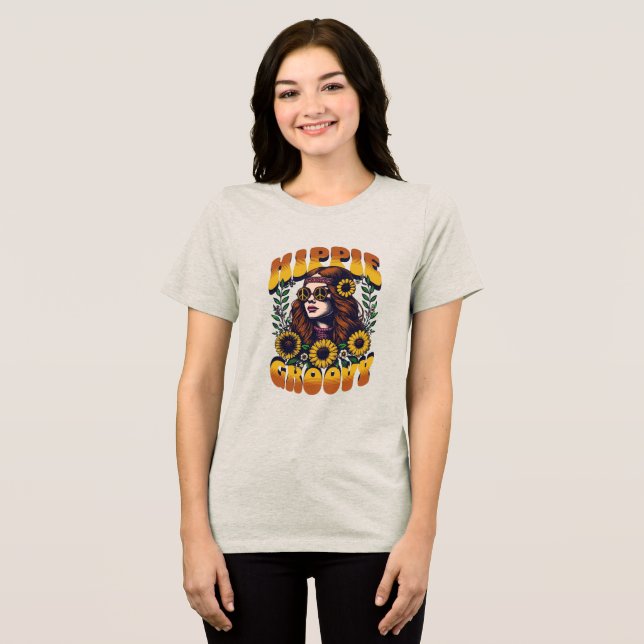 floral woman print with the phrase prominently Tri-Blend shirt (Front Full)