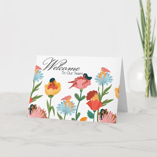 Floral Women Welcome to the Team New Employee Card (Front)