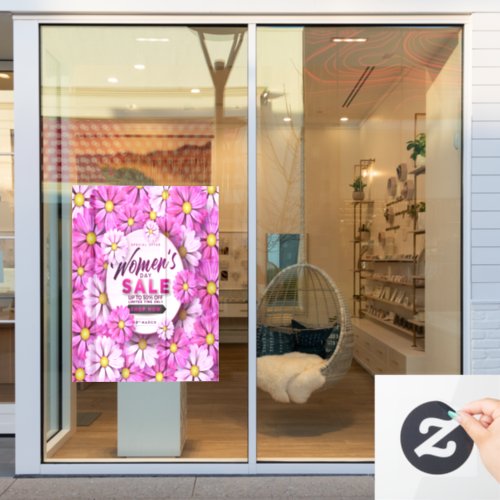 Floral Womens Day Sale 8th March Business Window Cling