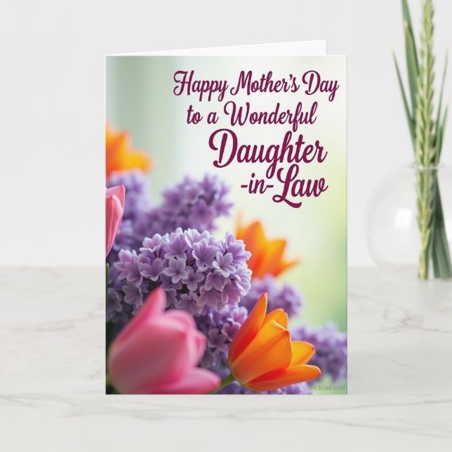 Floral Wonderful Daughter Mother Card (Front)