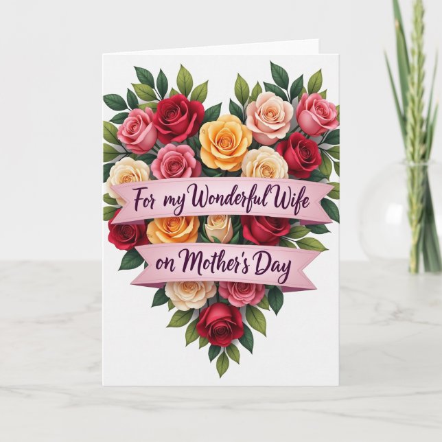 Floral Wonderful Wife Mothers Day Card (Front)