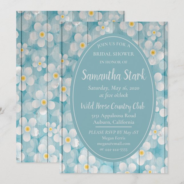 Floral Wood Fence Bridal Shower Invitation (Front/Back)