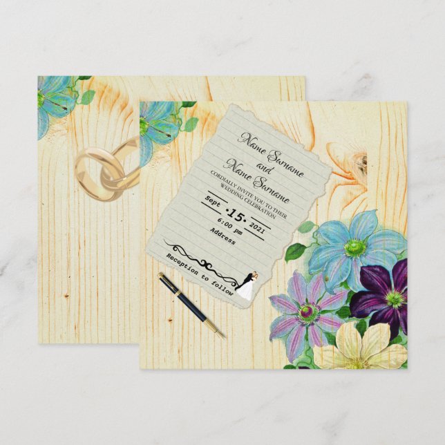 Floral wood invitation (Front/Back)
