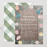 Floral Wood Rustic Housewarming BBQ