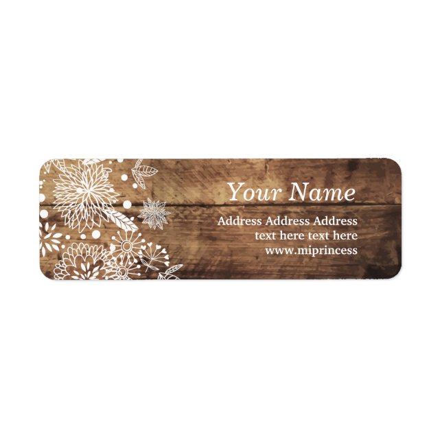 floral wood rustic return address stickers (Front)
