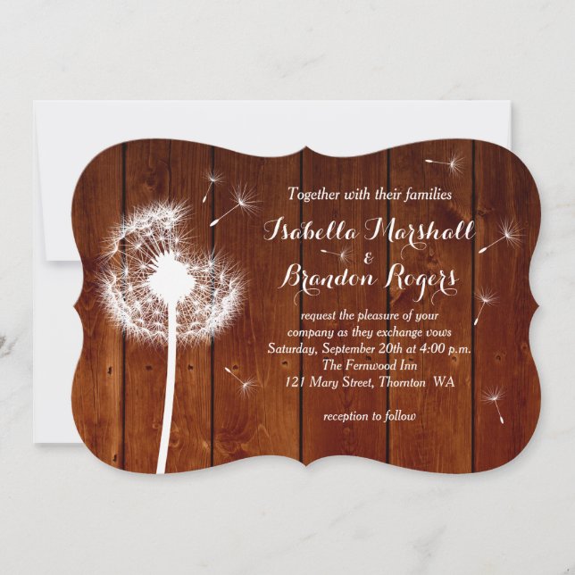 Floral & Wood Wedding Invitation (Front)
