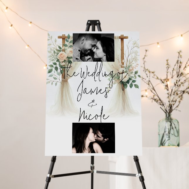 Floral Wooden Arch Greenery Roses Rustic Wedding Foam Board (In Situ (Stand))