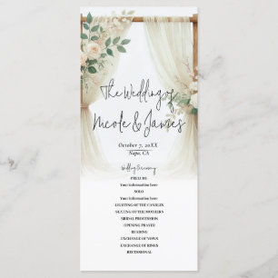 Floral Wooden Arch Greenery Roses Wedding Program