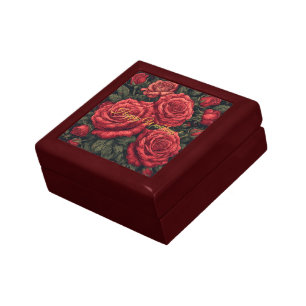 Floral Wooden Jewelry Keepsake Box for Weddings