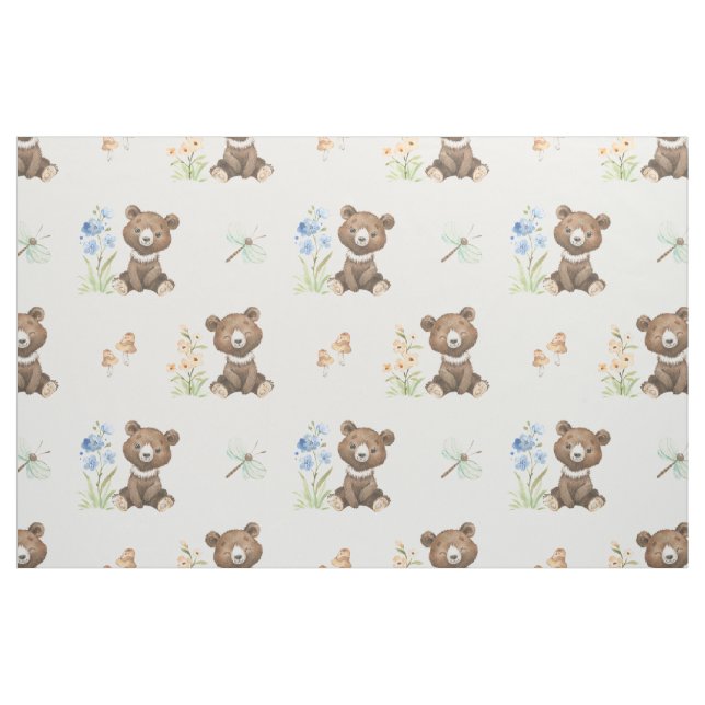 Floral Woodland Animals Baby Bear Girl Nursery Fabric (Fat Quarter)