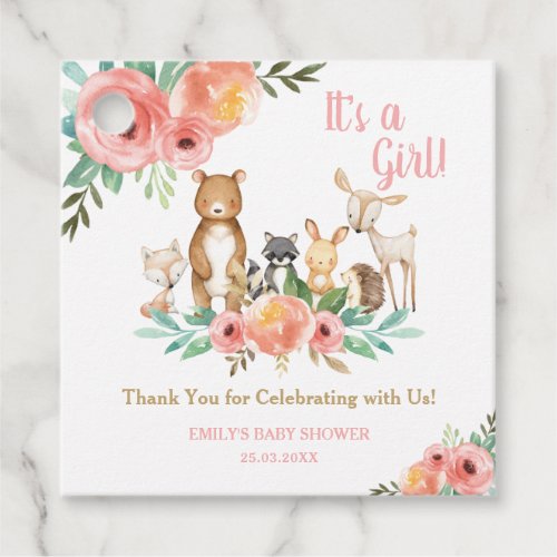 Floral Woodland Animals Baby Shower Thank You Favor Tags