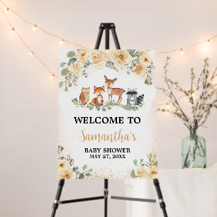 Floral Woodland Animals Baby Shower Welcome Sign