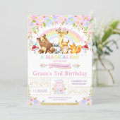 Floral Woodland Animals Birthday Party Invitation (Standing Front)