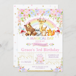 Floral Woodland Animals Birthday Party Invitation