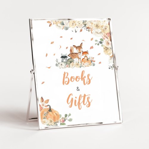 Floral Woodland Animals Books and Gifts Sign