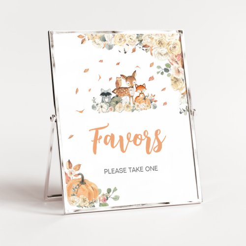 Floral Woodland Animals Favors Sign