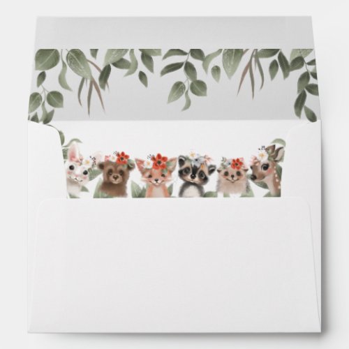 Floral woodland animals forest envelopes 5x7 card