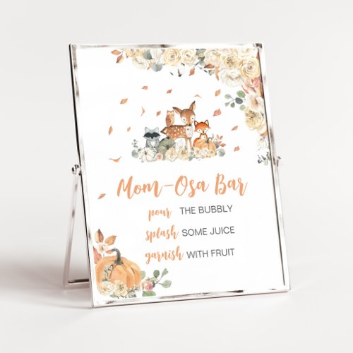 Floral Woodland Animals Mom Osa Bar Sign