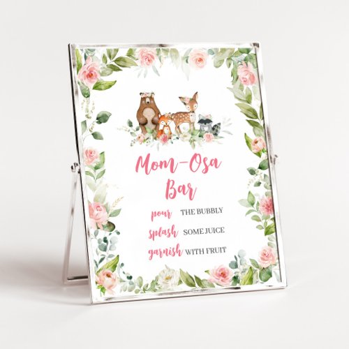 Floral Woodland Baby Shower Mom Osa Bar Sign