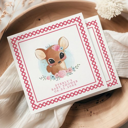 Floral Woodland Deer Baby Shower Napkins