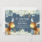 Floral Woodland Moose Twin Boys Baby Shower