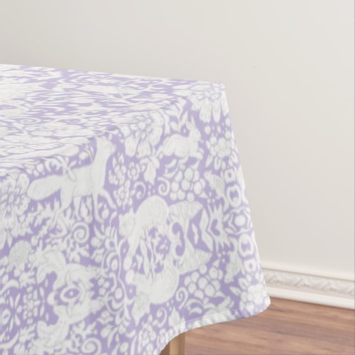 Floral Woodland Purple Lilac Forest Animal Pattern Tablecloth