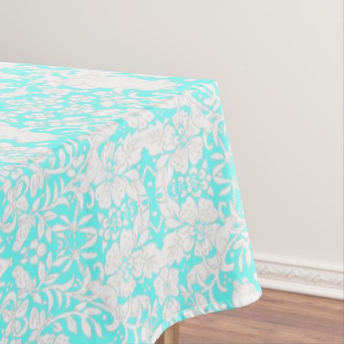 Floral Woodland Turquoise Forest Animal Pattern Tablecloth